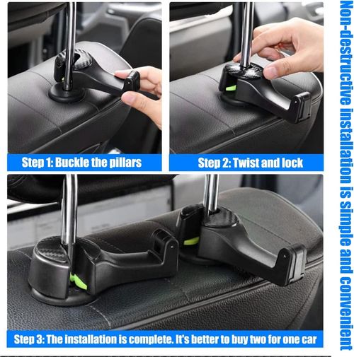 2 PCS 2 in 1 Car Headrest Hidden Hook