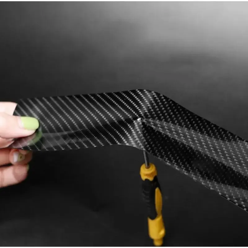 5D Carbon Fiber Reflective Automotive Tape: High-Gloss, Scratch-Resistant, Self-Adhesive Safety Protection for Car Door Sills and Mirrors - Weatherproof Finish, 2.76x118.11 inch Pack