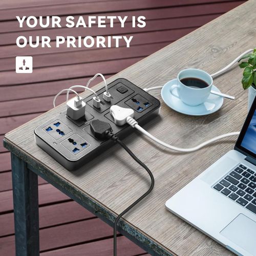 USB Socket-power Strip, 18 Holes, 1.8m Cable, 3*USB,1*Type-C