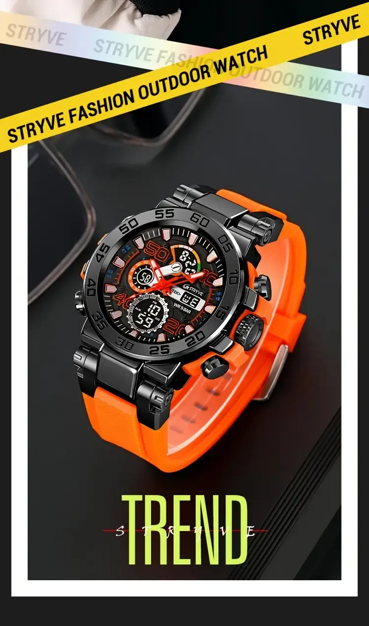 1pc S8030 Men's Sports Watch, Round Alloy Case, Digital Display, LED Alarm, Stopwatch, TPU Strap, Battery Powered, Non-Waterproof, Electronic Movement