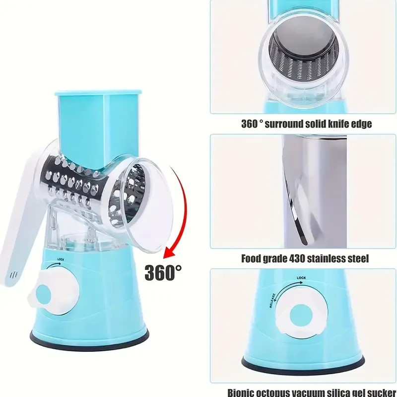 New Storm Rotary Drum Vegetable Cutter Multi-Blade Fruit Slicer Manual Food Grater Potato Peeler Carrot Shredder Dicer Vegetable Chopper Kitchen Tool