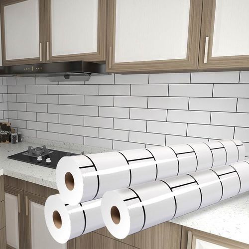Kitchen Wall Stain Prevention Sheet Heat Resistant Sheet Waterproof Oil Proof Stain Resistant Wallpaper( 500x60CM)