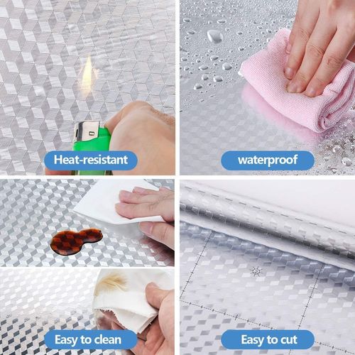 Kitchen Wall Paper Oil Proof Sticker Backsplash Silver Self-Adhesive Protective Sticker, 15.7X393.7 Inches