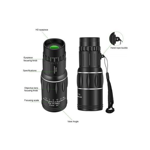 Powerful 16x52 M-onocular Tele-scope, HD Long Range, Super Zoom - Black