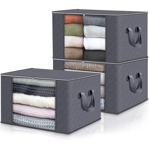2PCS Foldable Storage Bag Portable Clothes Organizer Tidy Pouch Suitcase Non-woven Home Storage Box Quilt Storage Container Bag Box