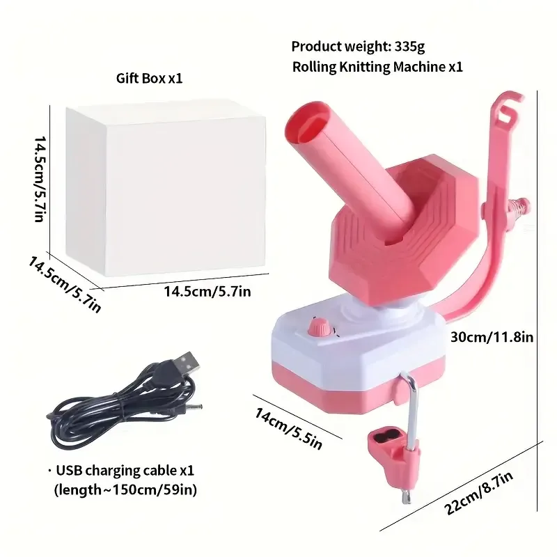 Electric Yarn Winding Machine, Usb-Powered Ball Winder, Adjustable Tension Knitting Wool Rewinder, No Batteries Required, Available in Blue And Pink Options.