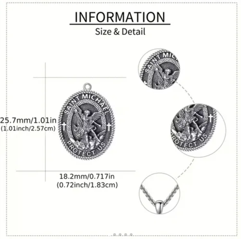 Archangel Saint Michael Pendant Necklace