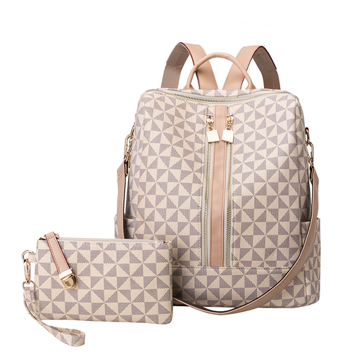 Mochila Estampada Feminina Vintage Grande Capacidade Anti-Roubo Estilo