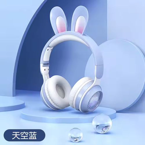 New Rabbit Gaming Headset, Ear-hook Bluetooth Headset, Black, with Microphone, Suitable for Children