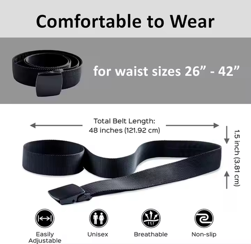 Anti-Theft Wallet Non-Metal Buckle Money Belt Men Travel Security Belt with Hidden Money Compartment Pocket
