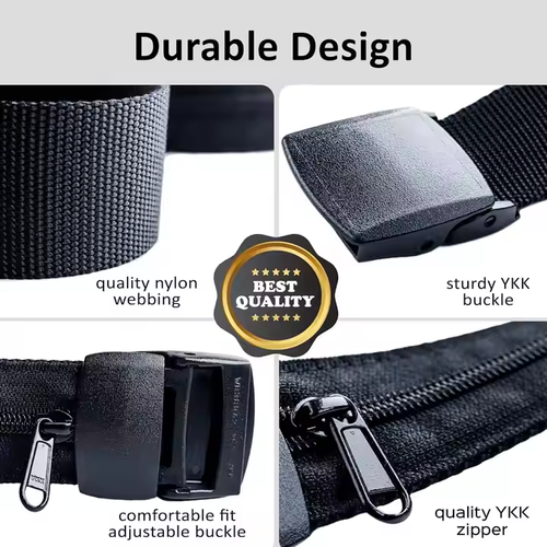 Anti-Theft Wallet Non-Metal Buckle Money Belt Men Travel Security Belt with Hidden Money Compartment Pocket