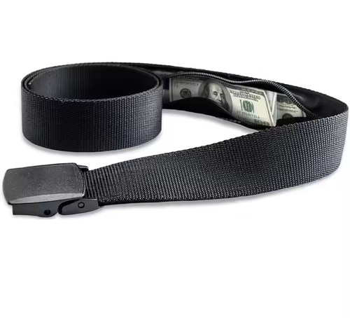 Anti-Theft Wallet Non-Metal Buckle Money Belt Men Travel Security Belt with Hidden Money Compartment Pocket