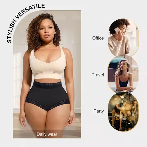 3XL Plus Size Invisible Women Shaping Lace Panties Shaper Pink Black High Compression