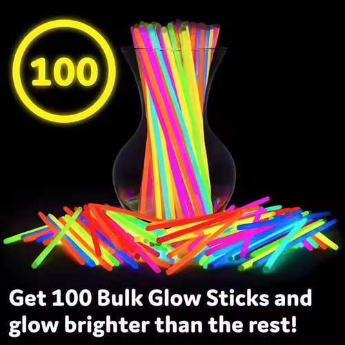 🔥Hot Sale Buy 100 Get 100 Free🔥 Party Fluorescence Light Glow Sticks Bracelets Necklaces Neon for Wedding Party Glow Sticks Colorful Glow Stick