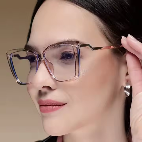 New Fashion Square TR90 Anti Blue Light Glasses for Women 2025 Metal Eyeglasses Frame Computer Glasses