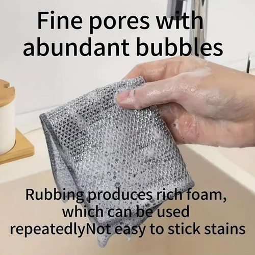 20 pcs, Hot Sale Non-Scratch Wire Dishcloth Silver Wire Mesh Knit Cleaning Cloth Wire Dish Washing Rags