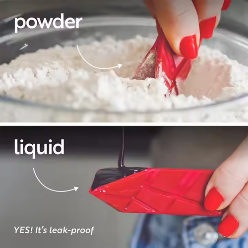 Buy big, get small free！New Product Ideas 2025 Polygons Flat 3-in-1 Multifunction PP Measuring Spoons Kitchen Gadget Utensils Scoop Baking Liquid