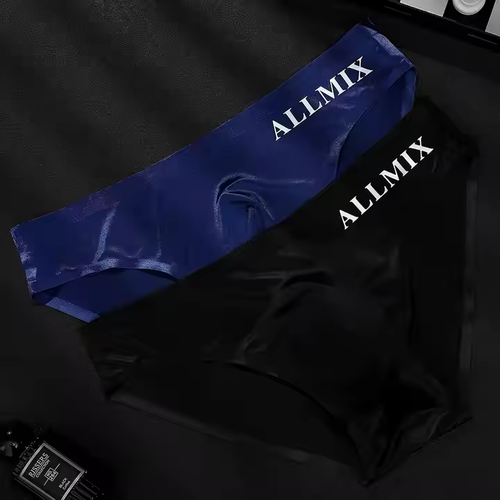 Buy2 get 1 free！Men's Thin Sexy 3D Stereo Convex Bag Sports Fitness Letter Ice Silk Briefs Underwear Black