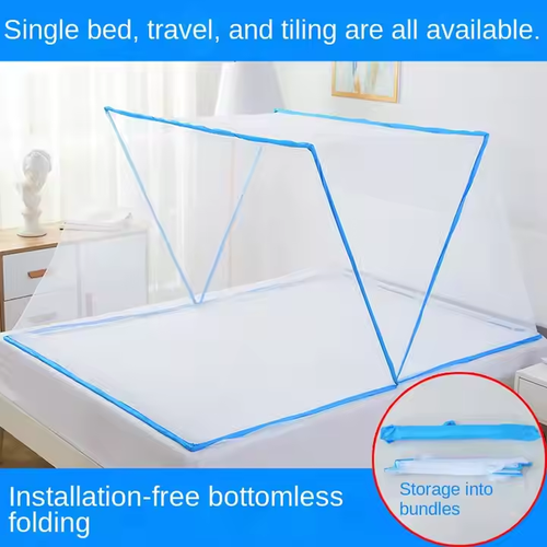 Double Bed Foldable Tent Round Top Polyester Fabric Mesh Folding Mosquito Net for Home Outdoor Camping Baby Mosquito Netting