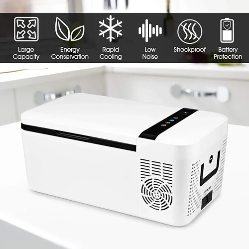 Compact Car Freezer, Portable Travel 12V Fridge, with Compressor, Double Handles, LCD Display Screen for Car and Home, Camping, Truck Party, Travel, Picnic Outdoor