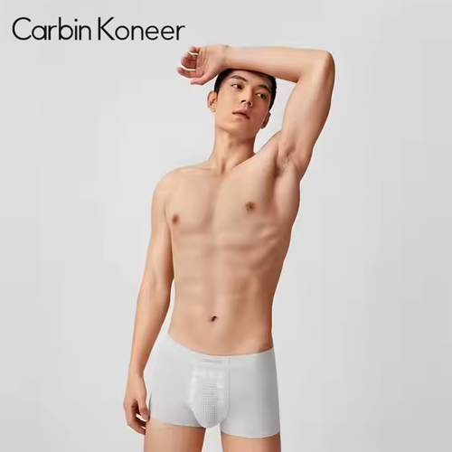 3-pack mixed colors size XL！CarbinKoneer Adults Men's Seamless Summer Thin Underwear Sporty Breathable Four-Cornered Pant Logo Flat Cornered Underwear Set