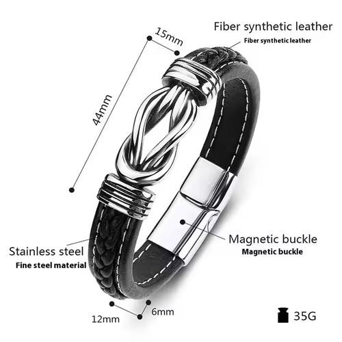 Knot Bracelet Gifts for Men Brown Braided Leather Stainless Steel Infinity Bracelets Love You Forever Gifts for Son Husband