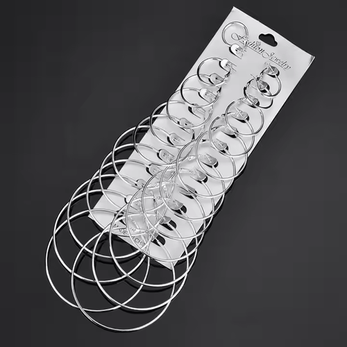 Easy Wear Mixed Sizes 2cm to 7.5cm 12 Pairs Hoop Earrings Cheap Silver and Gold Earring Sets