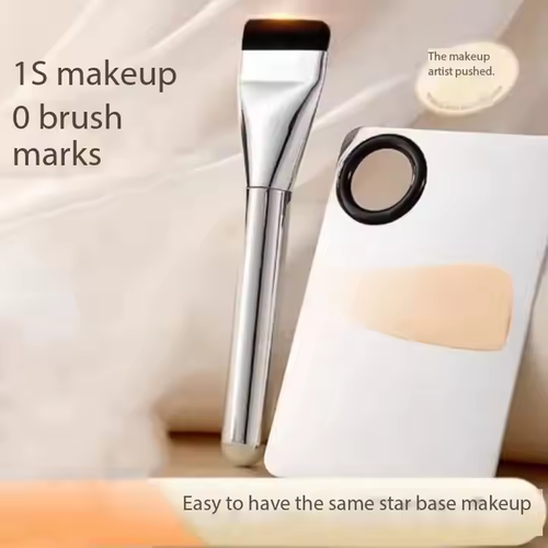 Custom Logo Three-Piece Flat Head Foundation Makeup Brush Set Shovel Shaped Tools with Synthetic Hair Handle