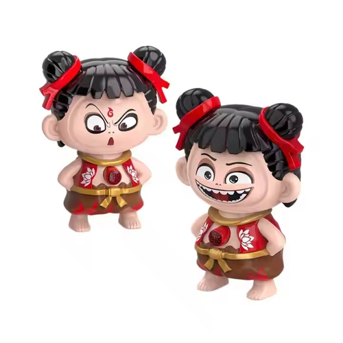 QY Hot Selling Shake the Sound of Nezha Face Changing Toy Press the Face Changing Doll Key Chain