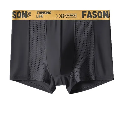 Men's Boxer Briefs, Ice Silk Mesh, Color: Black, Size: XL
