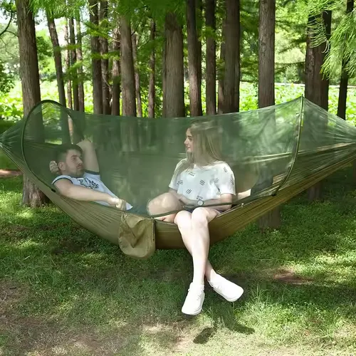 Fully automatic quick-opening hammock with mosquito net Outdoor single and double nylon cloth camping mosquito net hammock anti-mosquito hammock
