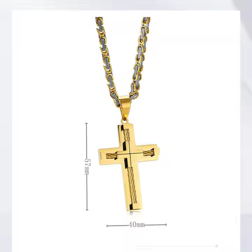 Men's Cross titanium steel Stainless Steel Large Jesus Christ Pendant With chain gift box
