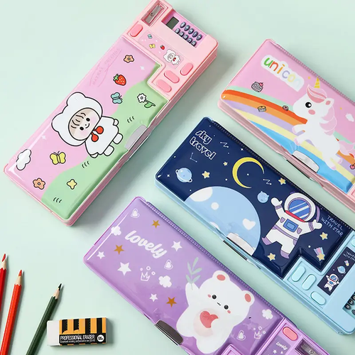 Pen and Pencil Organizer Case - Pen Pencil Case | Pencil Holder Pouch | Pencil Holder for Student Supplies | Cartoon School Pencil Pop Up Organizer Box for Home, Apartment, School (Random colors)