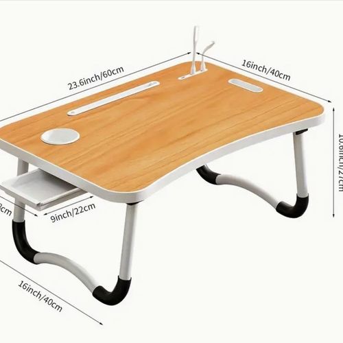 1pc Multifunctional Folding Table With Cup Holder - Portable Bed Tray Table For Eating, Reading And Writing On The Bed Sofa Or Floor -Non-slip Legs Ensure Stability And Easy Storage Without Taking