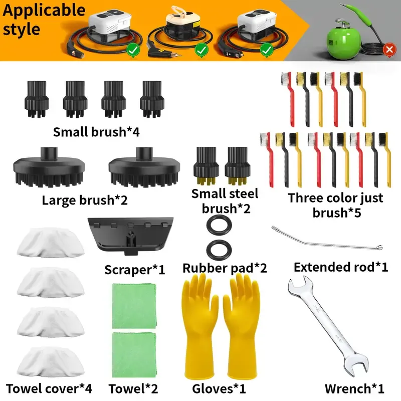 High-pressure steam cleaner, household steam cleaner handheld, suitable for kitchen fumes, sofas, small air conditioners, washing machines