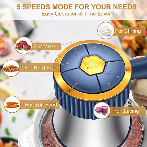 1.32gal Large Capacity Electric Food Processor & Meat Grinder1.32 加仑大容量电动食品加工机和肉类研磨机