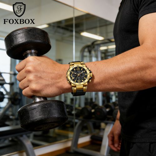 FOXBOX Relógios masculinos luxo esportes moda relógios de exibição dupla digital relógios cronógrafo relógios casuais para homens