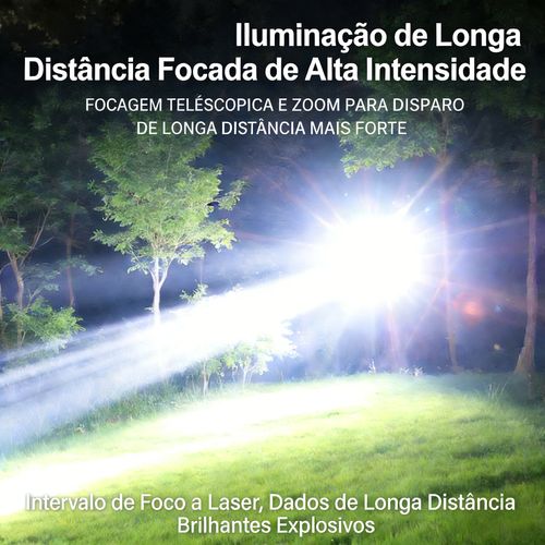 Uma lanterna de emergência ao ar livre super brilhante recarregável com baterias de longa duração e luzes LED com tecnologia preta