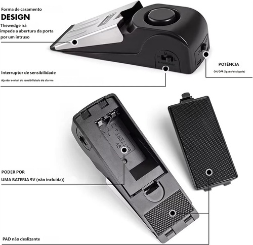 Dispositivo de segurança da parada da porta do alarme 120DB com fechamento da sirene da cunha do assoalho para o alarme da parada da porta