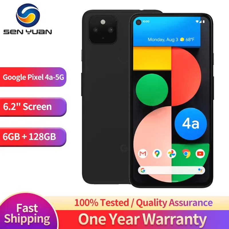 Google Pixel 4a 5G Original Unlocked Mobile Phone 6.2'' Octa Core Android 6GB RAM 128GB ROM 16MP+12MP Camera 4A 5G Cell Phone