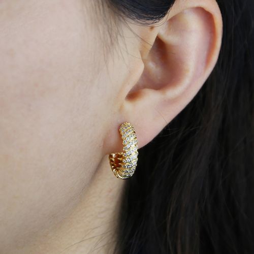 New Fashion Gold Plated Women's Jewelry Micro Paving 5A CZ 18mm Huggie Fashion Circle Earrings