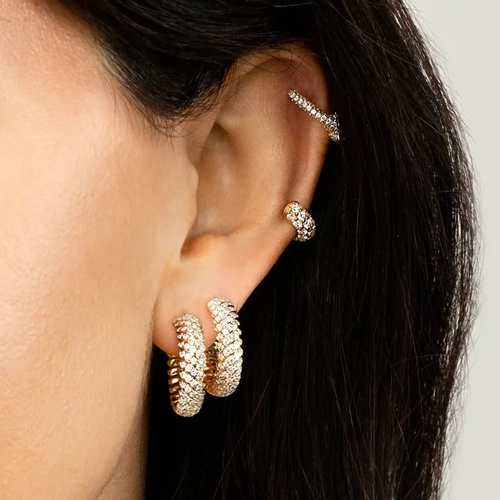 New Fashion Gold Plated Women's Jewelry Micro Paving 5A CZ 18mm Huggie Fashion Circle Earrings