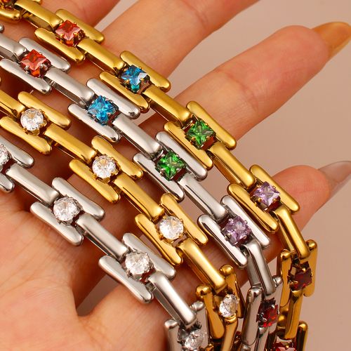 High-Quality Fashion Gold Plated Titanium Stainless Steel Chrome Chain Diamond Necklace Set for Women and Girls