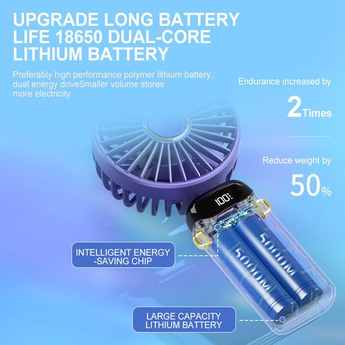 Portable Folding Hand Fan - USB Rechargeable 3-Speed