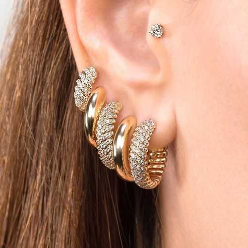 New Fashion Gold Plated Women's Jewelry Micro Paving 5A CZ 18mm Huggie Fashion Circle Earrings