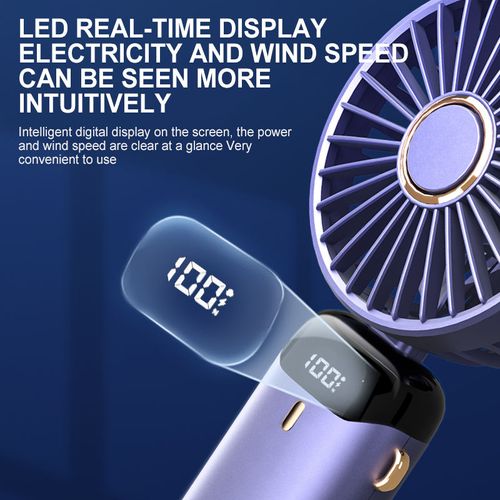 Portable Folding Hand Fan - USB Rechargeable 3-Speed