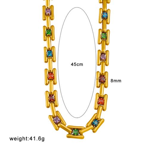 High-Quality Fashion Gold Plated Titanium Stainless Steel Chrome Chain Diamond Necklace Set for Women and Girls