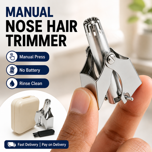 Manual Nose Hair Trimmer | Washable Stainless Steel Grooming Tool with Storage Box