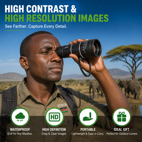 16x52 HD Monocular Telescope for Safari Bird Watching and Travel in Kenya