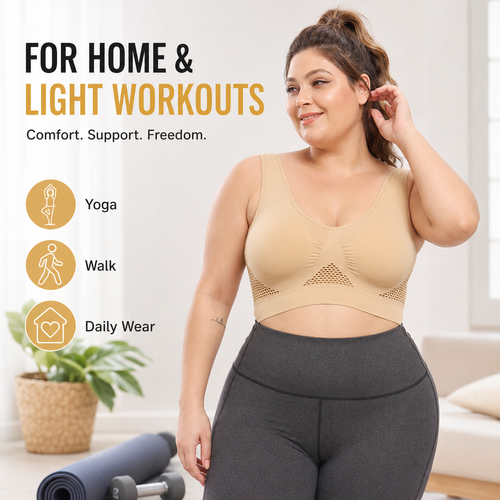 🔥HOT SALE🔥 COD！Plus Size Sports Bra — Breathable Mesh, Strong Support, Lace-Up Back for Running and Yoga.Nairobi stock ships within 48H, delivered within 3days
